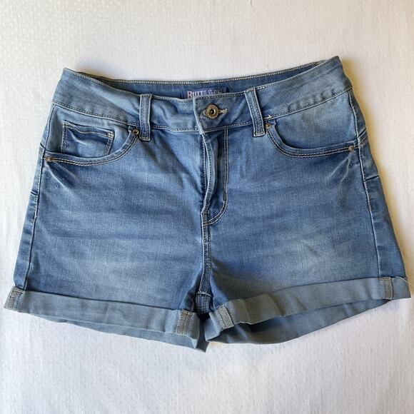 Wax Jean Butt I love You Women Shorts S Light Blue Denim Button 2" Inseam - Picture 1 of 10